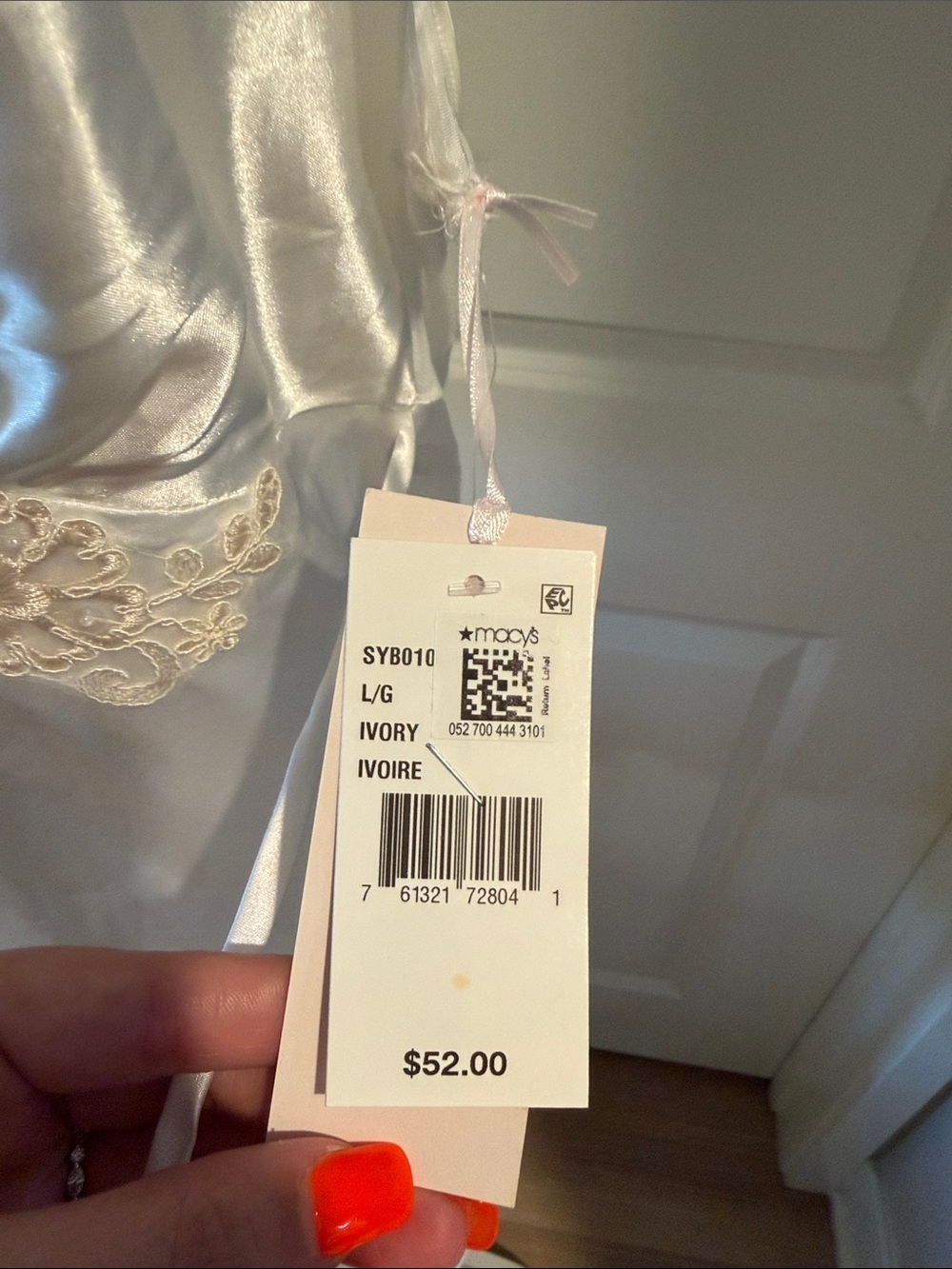 Linea Donatella Ivory Satin Lace-Trim Chemise - Picture 10 of 13